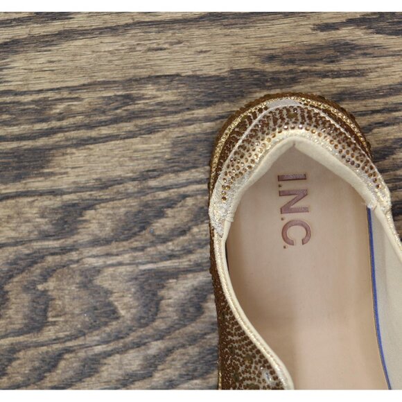 INC International Concepts Womens Lola Sneakers Skater Shoes Gold Bling 7.5M - Picture 7 of 8